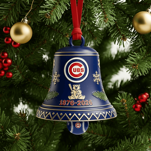 Chicago Cubs 150th Anniversary Christmas Bell Ornament